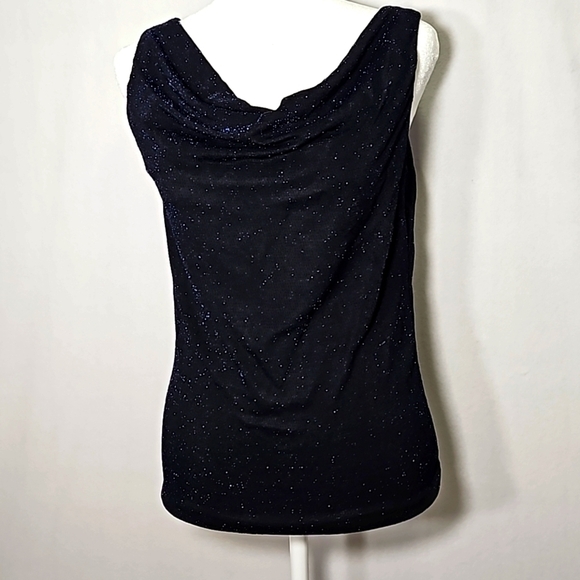 Boutique Women's Royal Blue Shimmer Cowl Neck Top Made in Italy OS - Picture 1 of 5